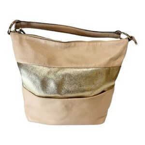 INNUÈ Italian Leather Hobo Bag – Blush Pink & Metallic Gold – Made in Italy